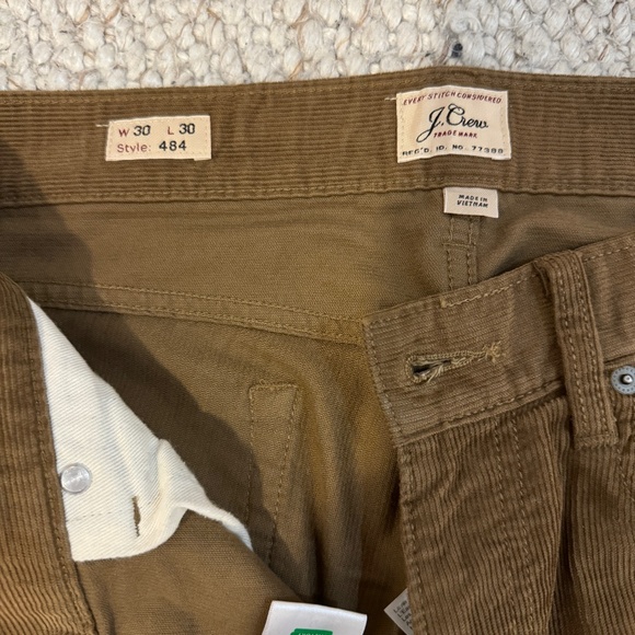 J. Crew Khaki Corduroy Pants 30x30 484 Fit - Picture 1 of 2